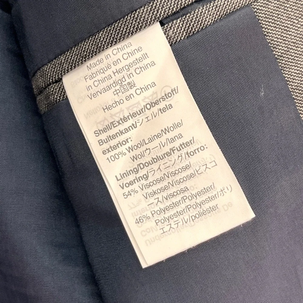 J. Crew Thompson Wool Gray Plaid Sport Coat‎ Blazer Men 34S